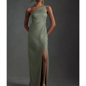 BHLDN Dylan Satin Charmeuse Dress Moss